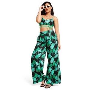 Fe Noel X Target Feathered Palm Print Wide Leg Pants - Size XL